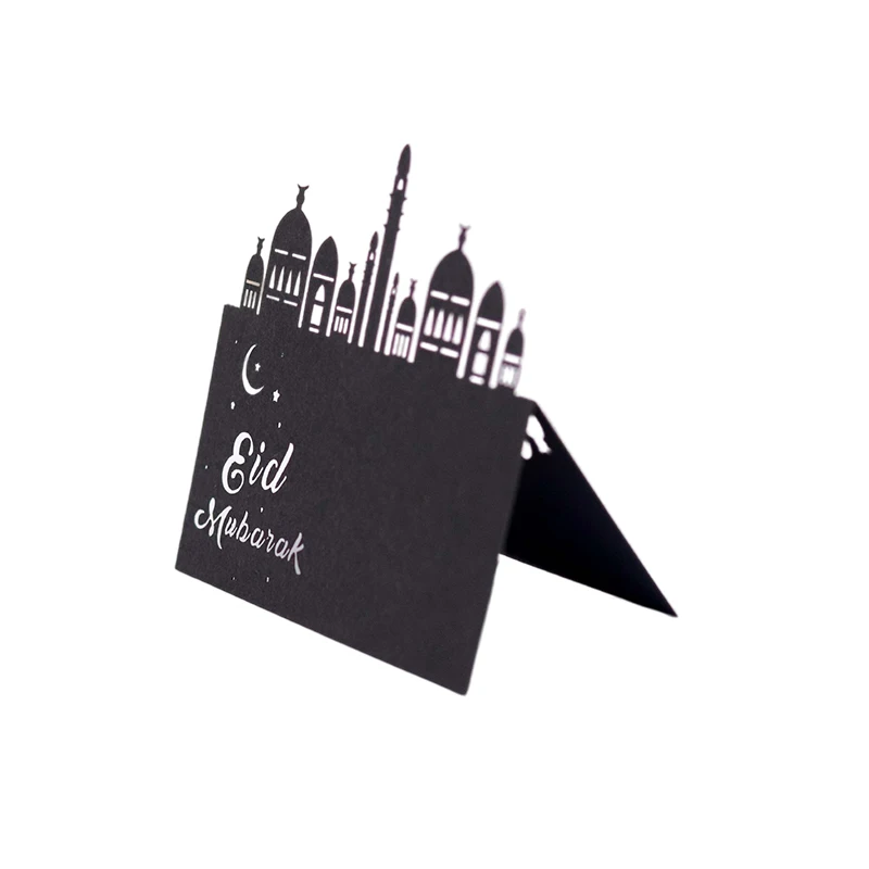 50/100Pcs Eid Mubarak Architectur Table Name Place Card Muslim Lace Name Message Setting Card Wedding Birthday Party Favor Decor