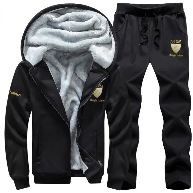 

size 7XL8XL 9XL Winter Tracksuit Men Sweatshirt Sporting set Fleece Thick Hooded Casual Running sportSuit Men Jacket+Pant