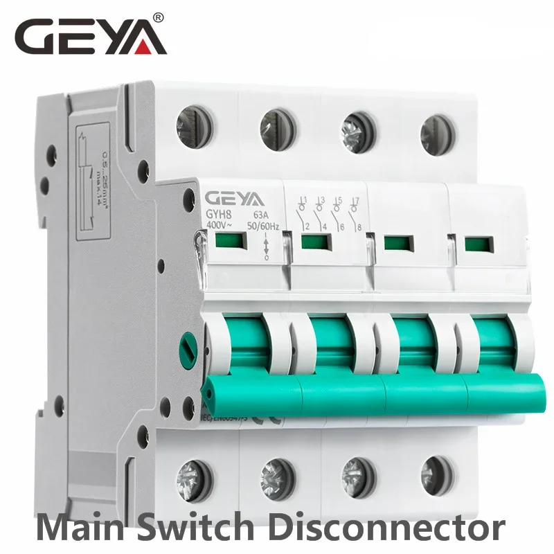 GEYA GYH8 Din Rail 4 Pole Isolating switch 400V Main Switch 63A 100A 125A Isolator Breaker