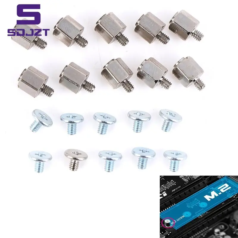 10Set Mounting Screws Kits Hand Tool Mounting Stand Off Screw Hex Nut For A-SUS M.2 SSD Motherboard