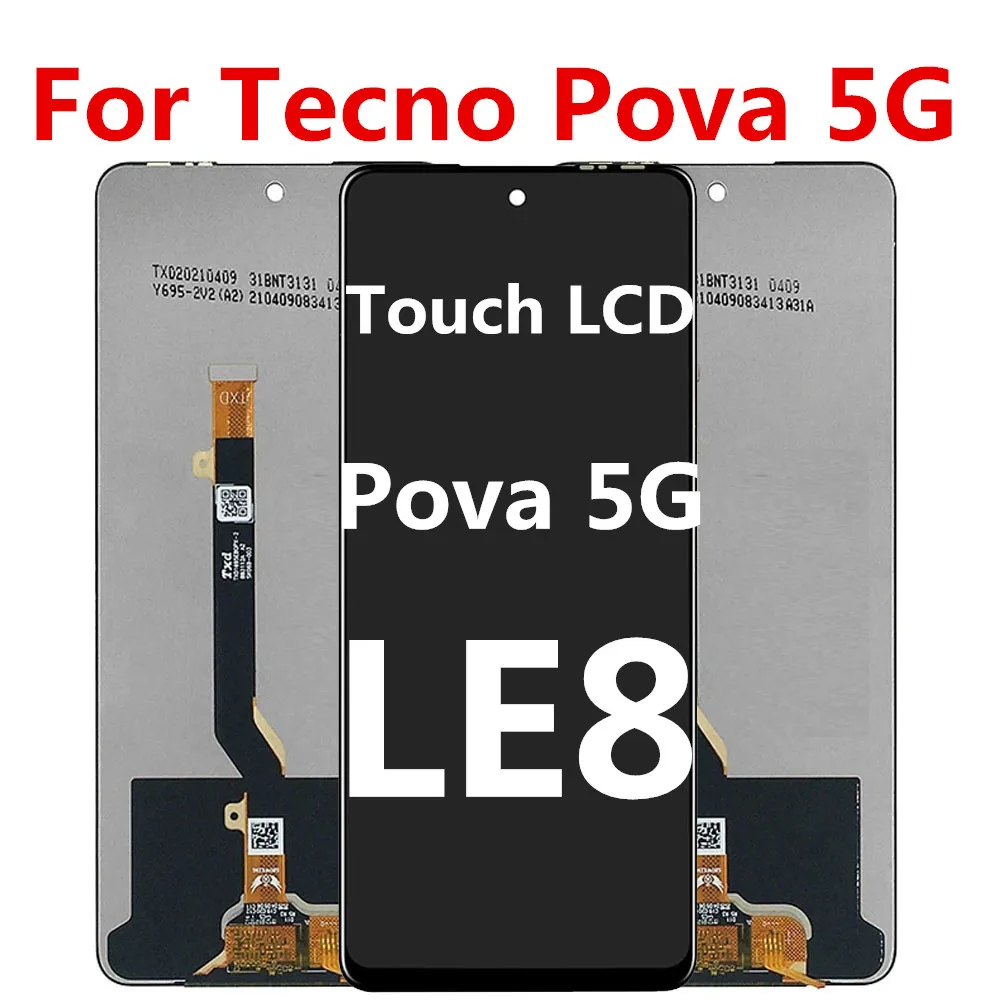

6.9 3,5 дюйма Оригинальный ЖК для Tecno Pova 5G LCD LE8, дисплей, сенсорный датчик, дигитайзер в сборе для Tecno Pova 5g LCD, запасные части