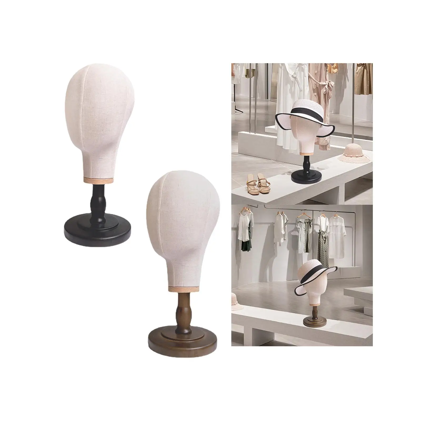 Modello di testa di manichino Modello comestico Testa di blocco di tela per cuffie Cappello Parrucca - immagine 6