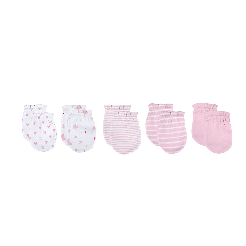 5 Pcs Newborn Gloves 0-6Months Cotton Cute Breathable Mittens Soft Comfortable Baby Accessories