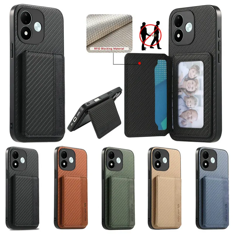 Luxury RFID Leather Wallet Phone Case with Magnetic Back Cover