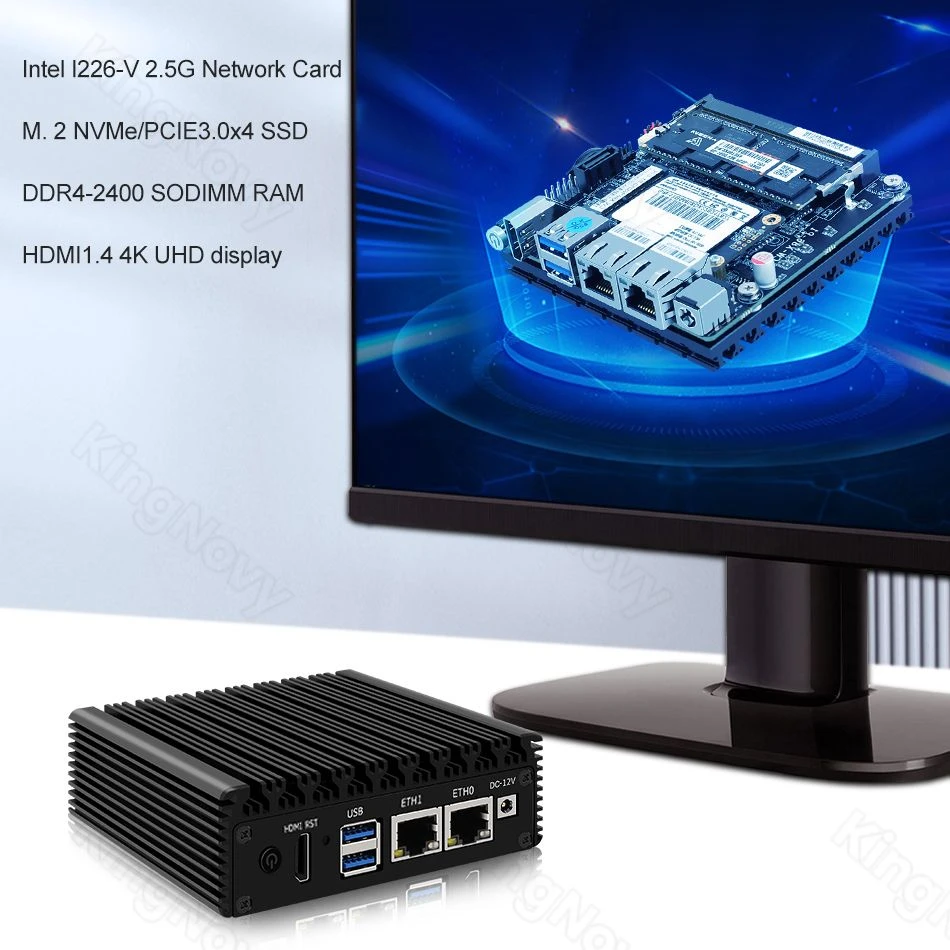 Smallest Nuc Fanless Mini PC J4125 J4105 Quad Core 2x i226 V 2.5G Nics
