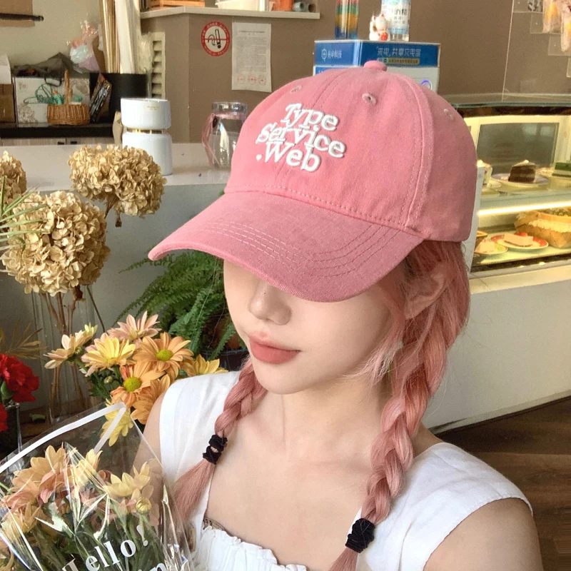 Korean Ins Sakura Pink Baseball Caps for Women 2023 Spring