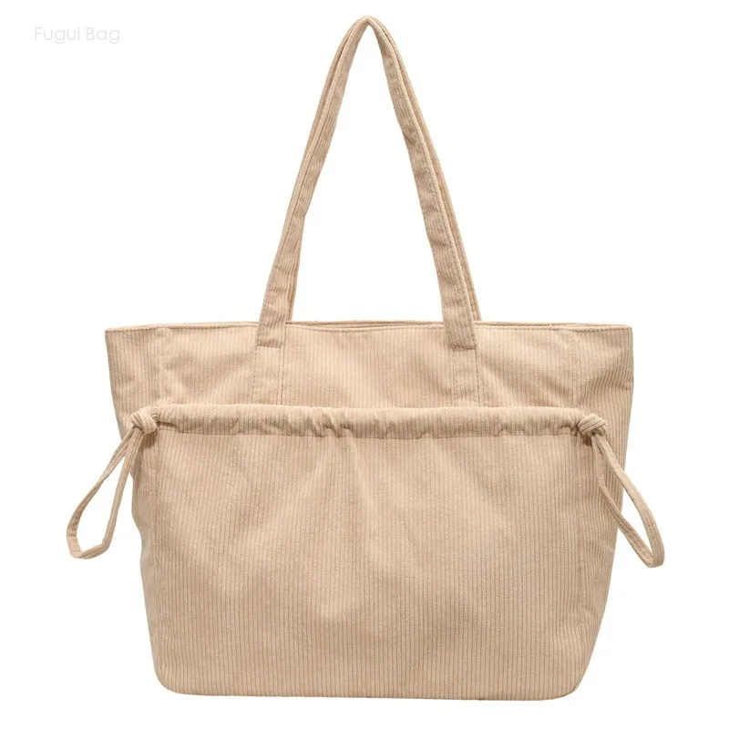 Women's Shoulder Bag Handheld Tote Bag Fashionable, Casual, and Minimalist Student New Corduroy Large Capacity