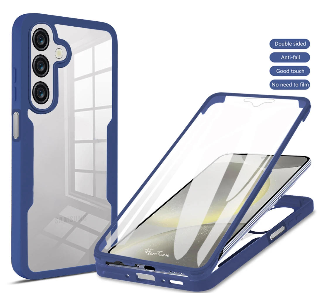 Shockproof Clear Case with 360-Degree Screen Protection and Dual-Sided Cover