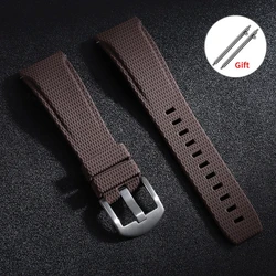 Curved End FKM Rubber Sport Bracelet Quick Release Waterproof Wristband - 20mm (Brown)