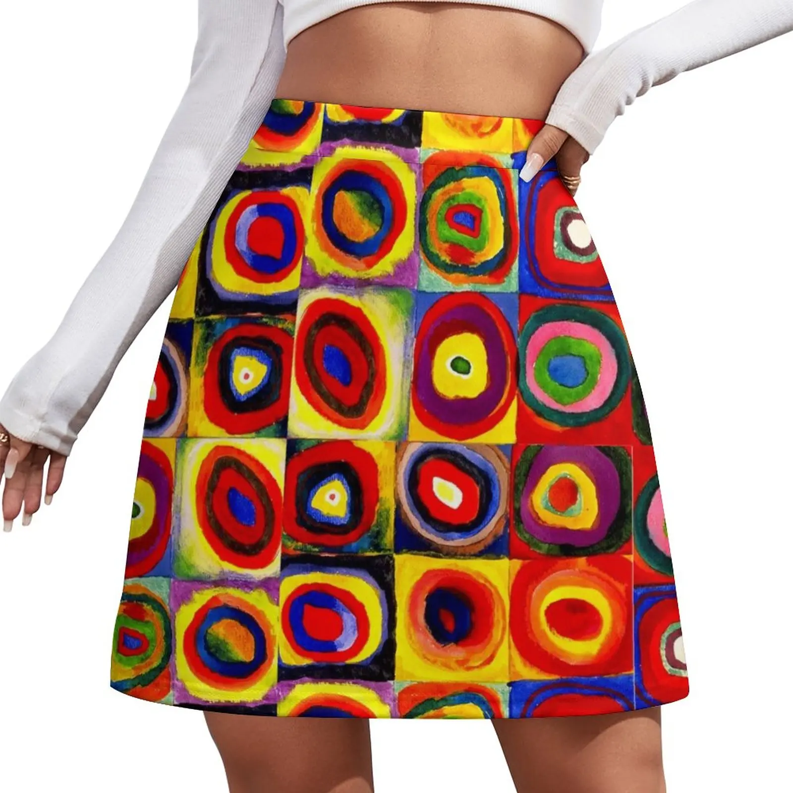 Kandinsky Modern Squares Circles Colorful Mini Skirt women's skirts trend 2023 women's clothing trend 2023