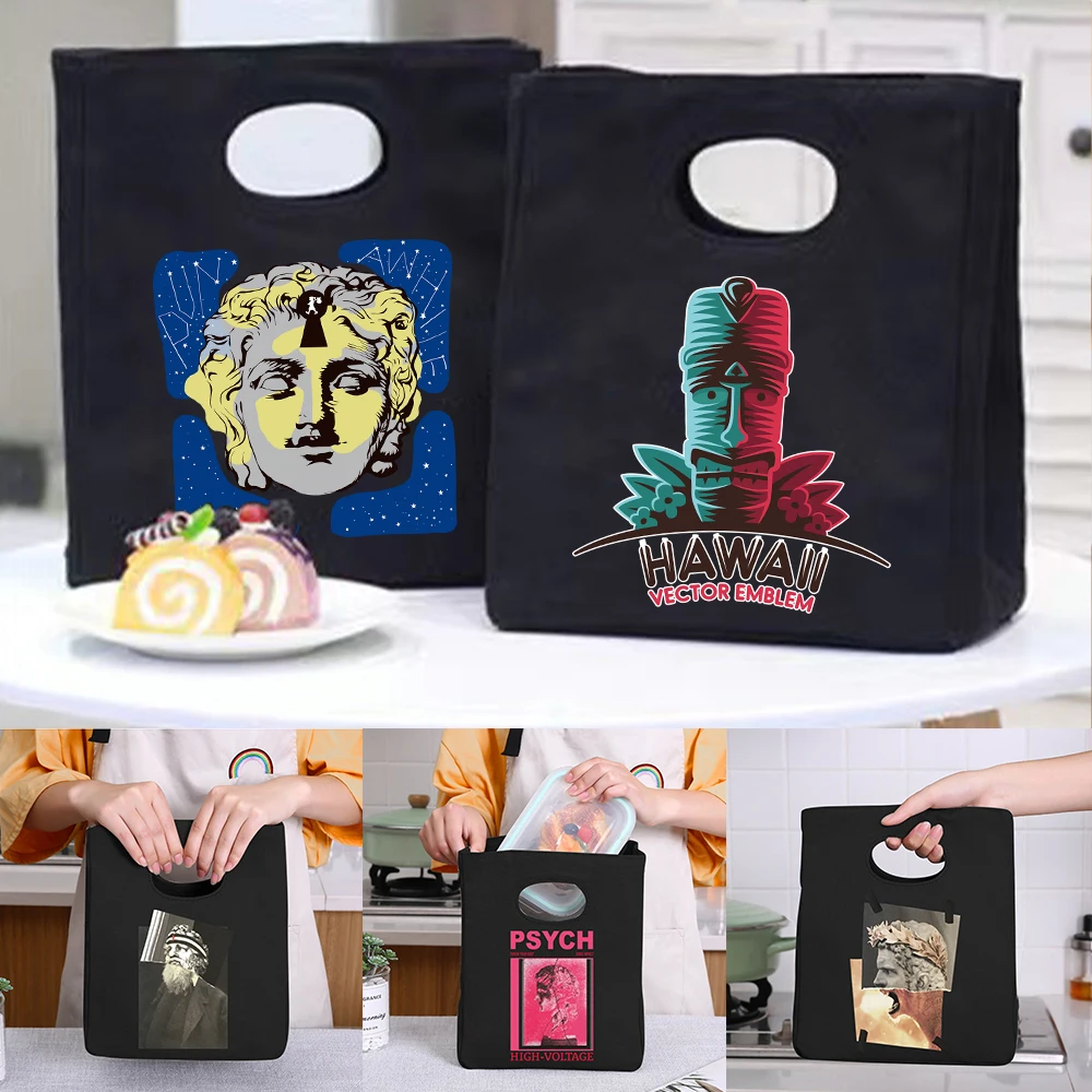 

2022 Lunch Bag Cooler Tote Portable Insulated Box Thermal Cold Food Container School Picnic for Men Women Kids Sculpture Printd
