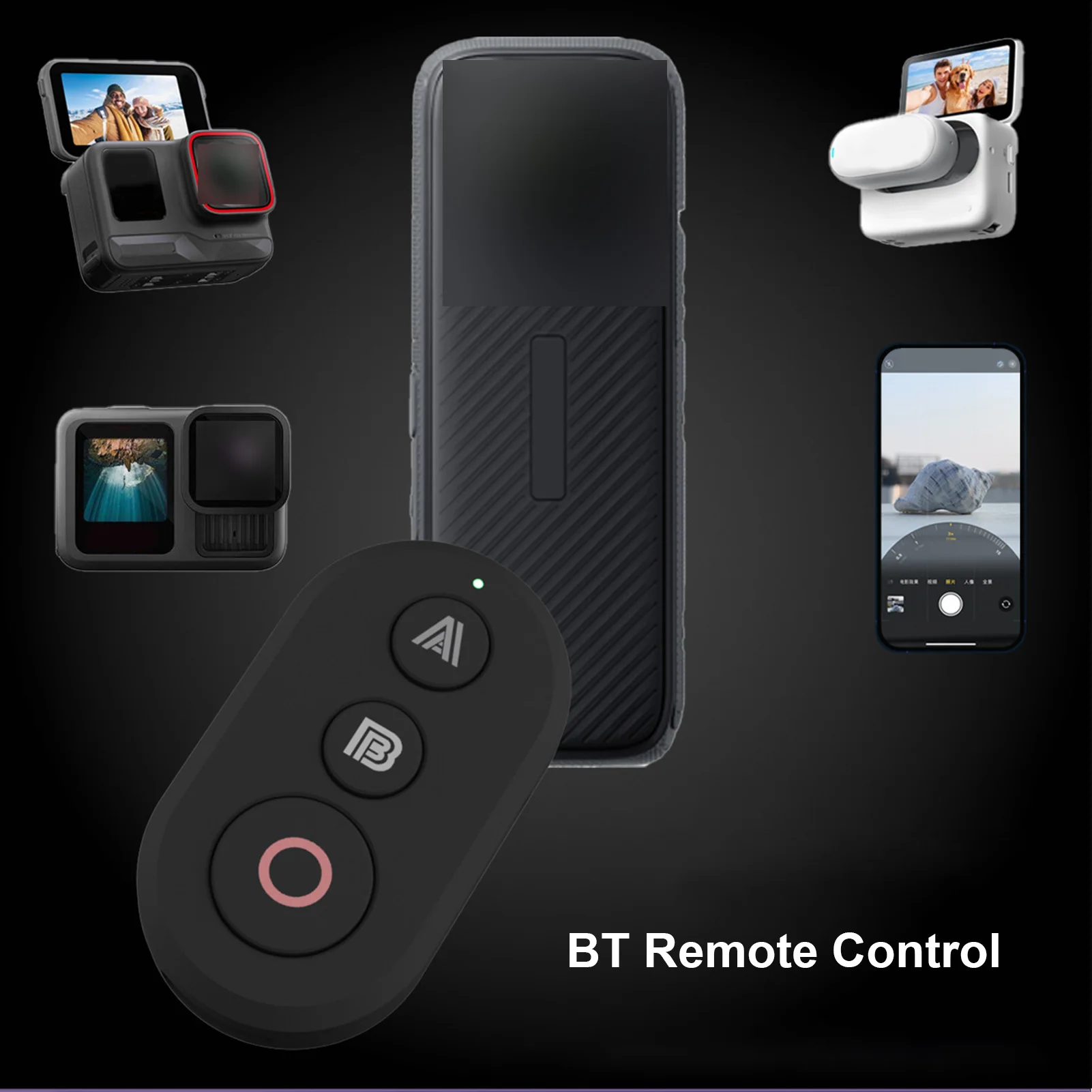 Portable BT Camera Remote Control Rechargeable Sports Camera Controller Wireless Remote Control for Action Cameras