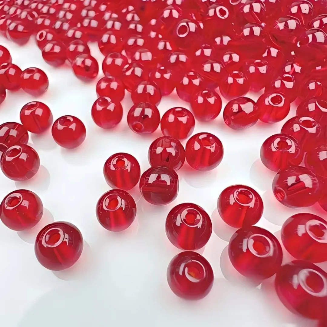 Vibrant Red and White Jelly Color Acrylic Beads for DIY and Festive Decorations
