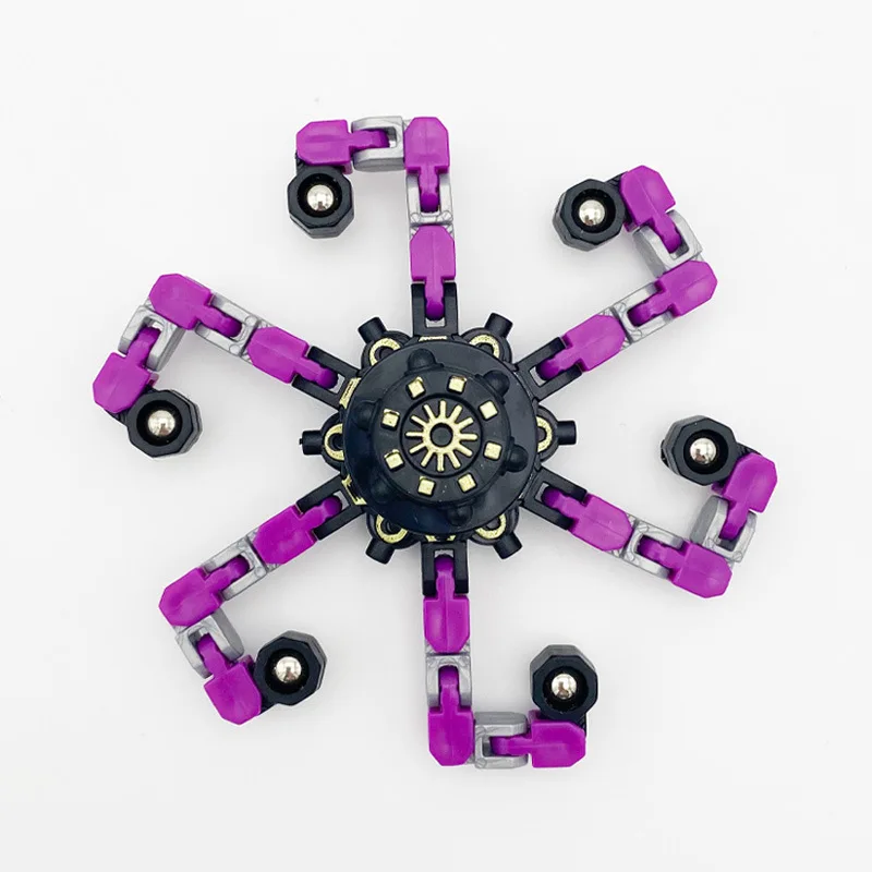 24PCS Fingertip Gyro Fingertip Mechanical Top DIY Deformation Robot Metal  Transformable Gyro Spinners Finger Chain Robot Toy Fidget Spinners ADHD