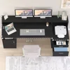 Computer Desk with 3 Drawer Storage Shelves, Home Office Desk with File Drawer Cabinet, Writing Study Table with Long Monitor 3