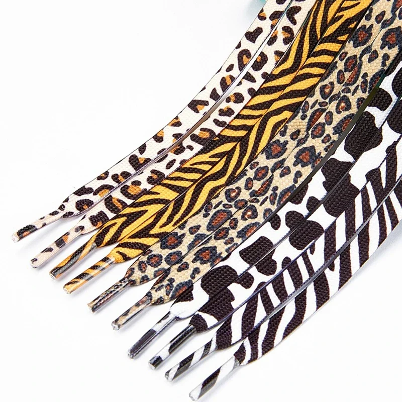Klassische Schnürsenkel mit Tiermuster-Aufdruck, kreative Unisex-Turnschuhe, Segeltuch-Schnürsenkel, flacher Leoparden-Zebra-Tiger-Schlangen-Schnürsenkel, Schnürsenkel