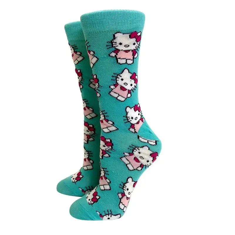 Hello Kitty Cartoon-Socken in Wadenlänge, 6 Paar, süße lange Socken mit Schleifenmuster, mädchenhafte Studenten-Baumwollsocken – Detail 3
