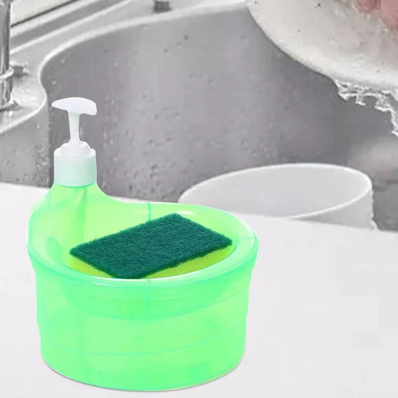 Dishwasher Dispenser Sponge Holder Washing Soap Dispenser 2 In 1 Washing Up Liquid Sponge Dish Soap
