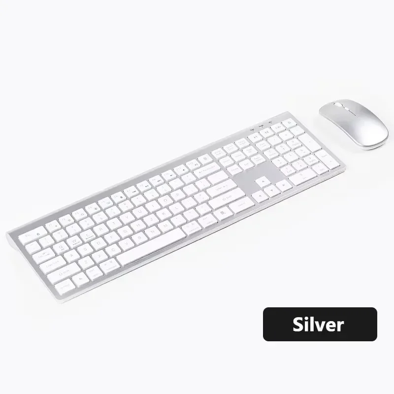 cimetech Tastiera wireless, Layout Italiano QWERTY, 2.4G tastiera USB per computer con tastierino numerico e tasti ergonomici per computer, PC, laptop, tablet, desktop, Android Smart TV (argento