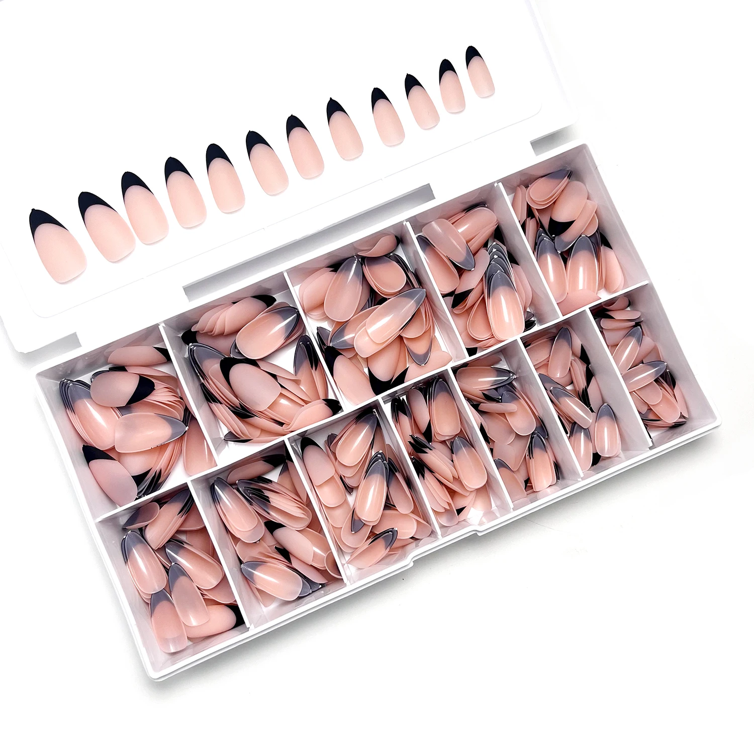 

504pcs Almond Press on Nails White French Tip Reusable Medium Fake Artificial Nails for Party Weddings False Nails Extensions