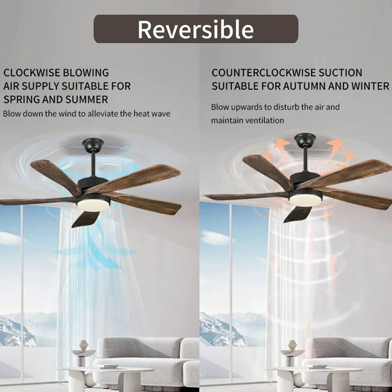 52 Inch Solid wood Nordic Minimalist High Wind Chandelier For Home Use Living Room Dining Room And Remote Control Of Fan Ligh
