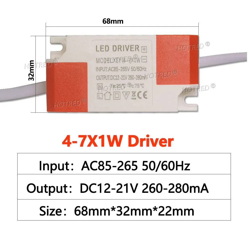 Description Picture 3 of itemLED Driver 300mA 280mA 1W 3W 5W 7W 12W AC 110V 220V To DC9V 12V 15V 21V 24V 48V Lighting Transformer Panel Ceilling Lamp Strip