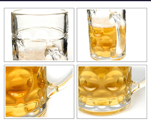 1000ML Beer Glasses Mug Large Capacity Thick Beer Mug Glass Crystal Glass  Cup Transparent with Handle for Club Bar Party Home