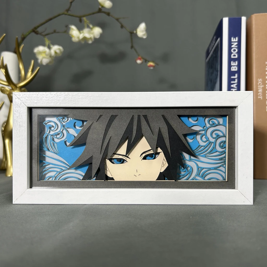 

Demon Slayer Giyu Tomioka for Room Decor Manga Table Lamp Anime Lightbox Eyes Kimetsu No Yaiba Paper Cut Light Box Dropship