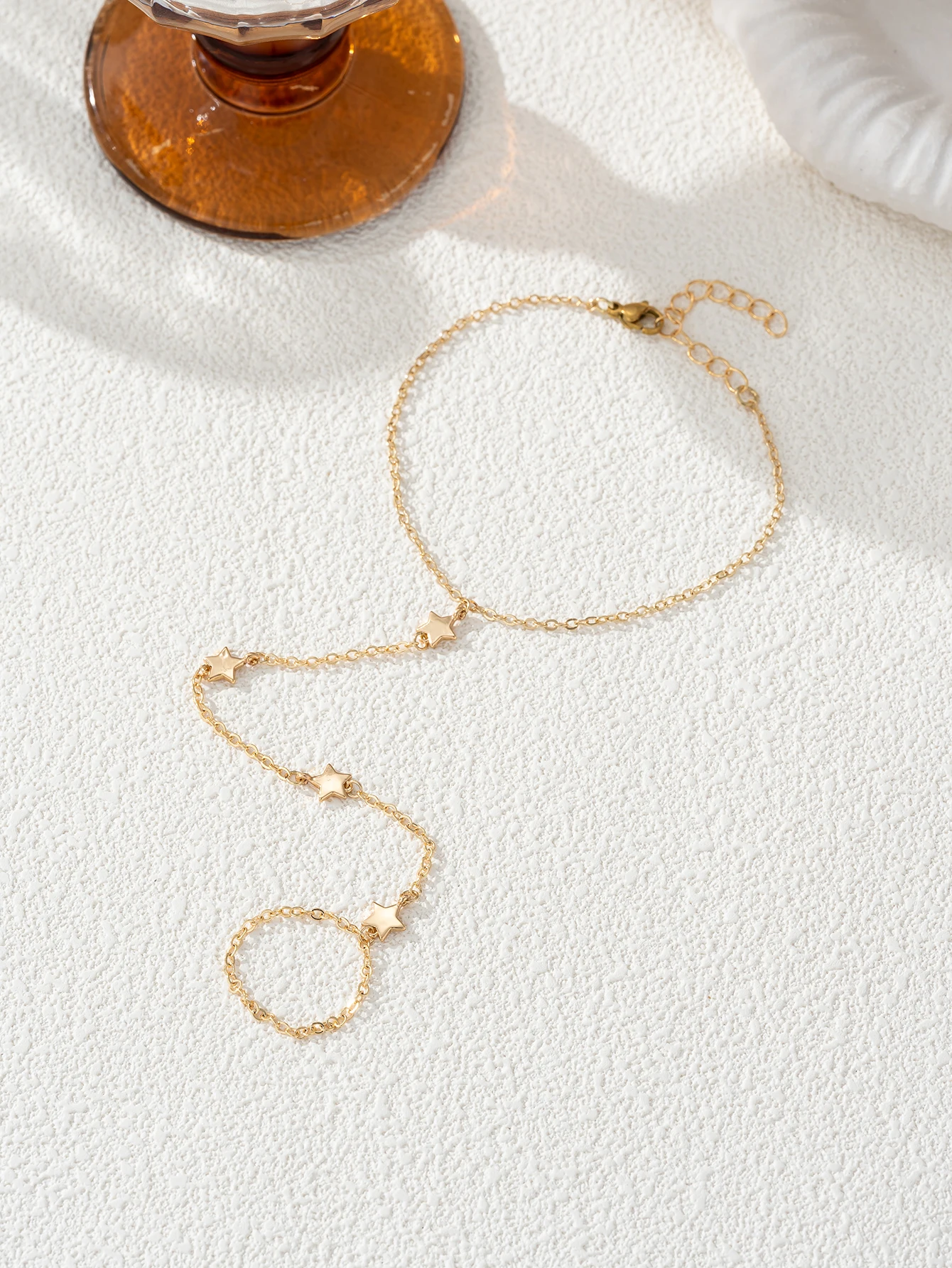 Minimally Stylish Mini Star Pendant Integrated Ring Bracelet