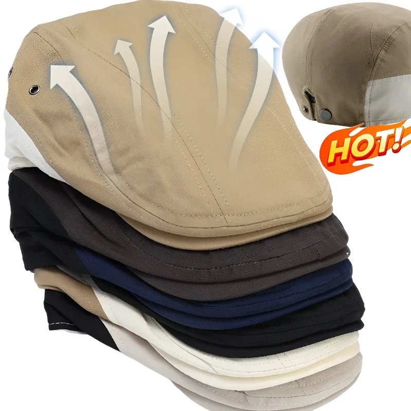 

Кепка-берет однотонная для мужчин и женщин, повседневный берет из промытого хлопка, с плоским верхом, с рисунком художника, для взрослых, весна-лето