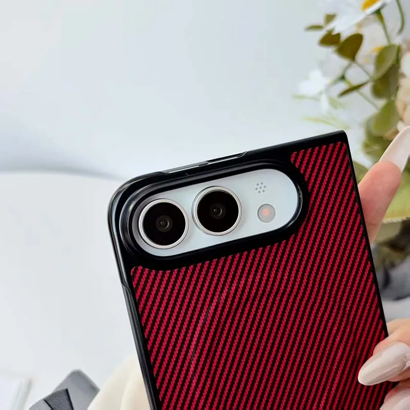 Premium Carbon Fiber Textured Dual-Layer Shock-Absorbing Phone Case with Wireless Charging Support