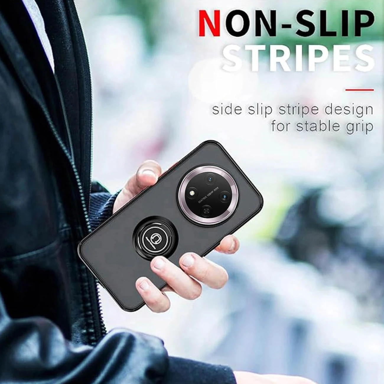 Armor Matte Shockproof Case with Ring Magnetic Stand Holder