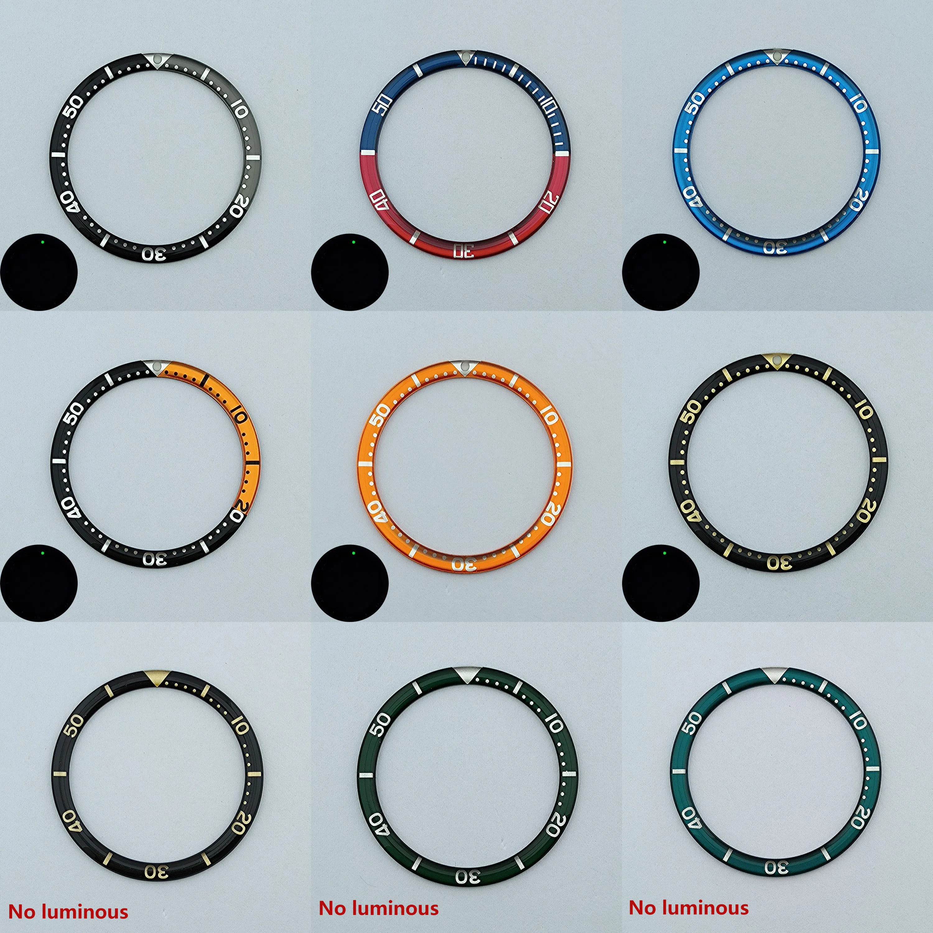 알루미늄 GMT 시계 삽입 베젤, 발광 베젤, 40mm SUB 케이스 시계 액세서리 수리 도구용 플랫, 38mm