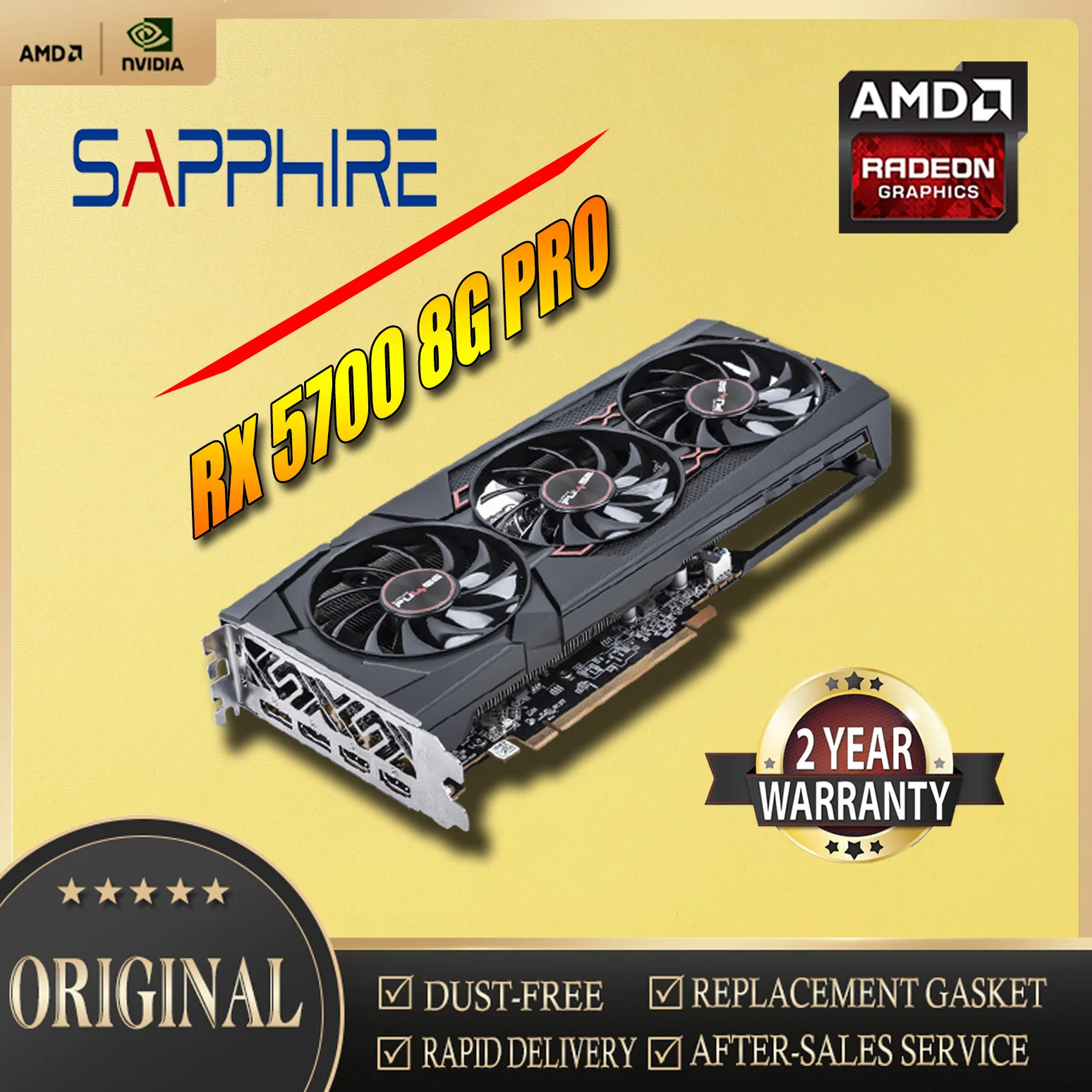 SAPPHIRE-Video-Card-AMD-RX5700-PRO-8G-256Bit-GDDR6-Graphics-For-RX5000 ...