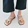 2024 women's new toe clamped slippers for women's summer outdoor wear metal buckle flat bottomed beach sandals 6