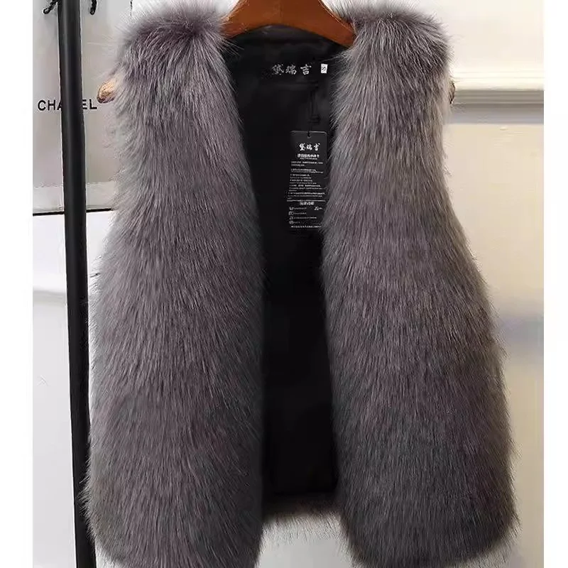 2023 Autumn and Winter New Mink Vest Female Student Korean Edition Fur Coat Female Imitation Fox Shoulder Thick Fur Tank Top WLF