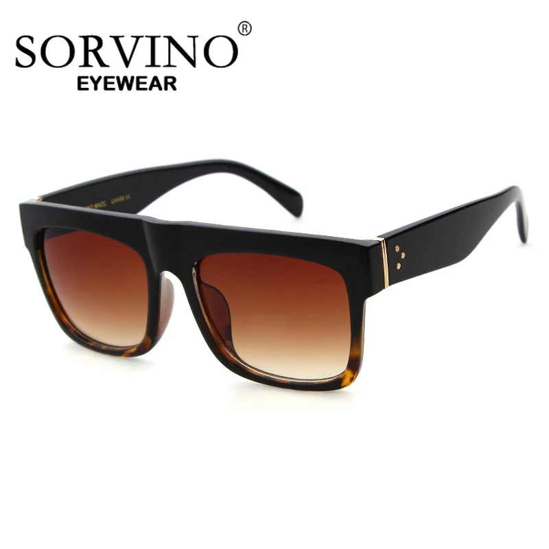 SORVINO Vintage ścięte u góry okulary przeciwsłoneczne damskie markowe designerskie duże oprawki kwadratowe odcienie okulary przeciwsłoneczne z gradientem UV400