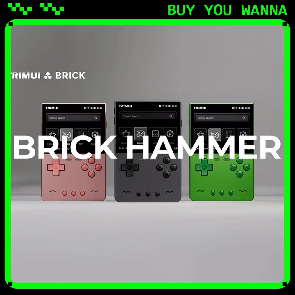 Trimui Brick Hammer Handheld Game Console, 3.2 Inch 1024x768 IPS Screen, 3000mAh Battery, Metal Construction, Open Source Retro Gaming Machine