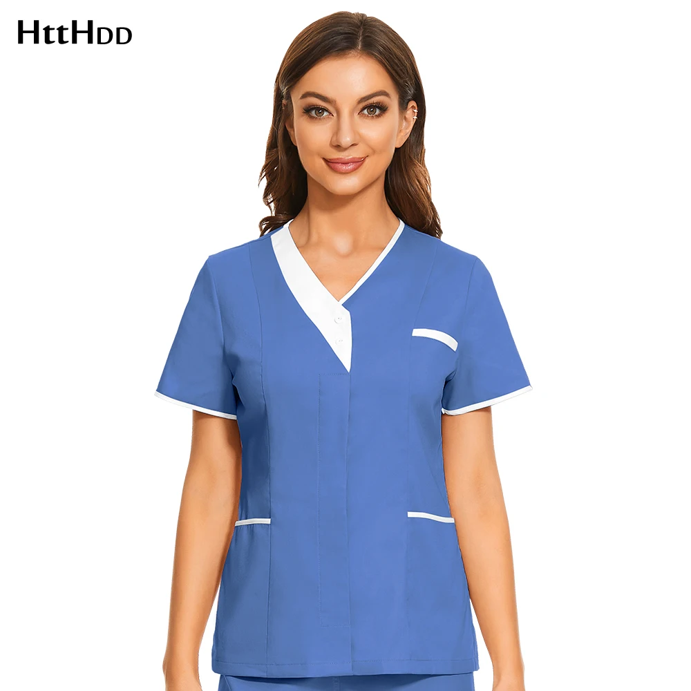Medical Uniforms Tops V Neck Fit Scrub Uniform Women Nursing Shirt
