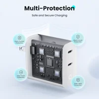 40W 2 Ports USB-C Type-C GaN Fast Charger with Charging Light, Fast Charging Block with 3.3Ft Type-C Charging Cable For IPhone - Image 3