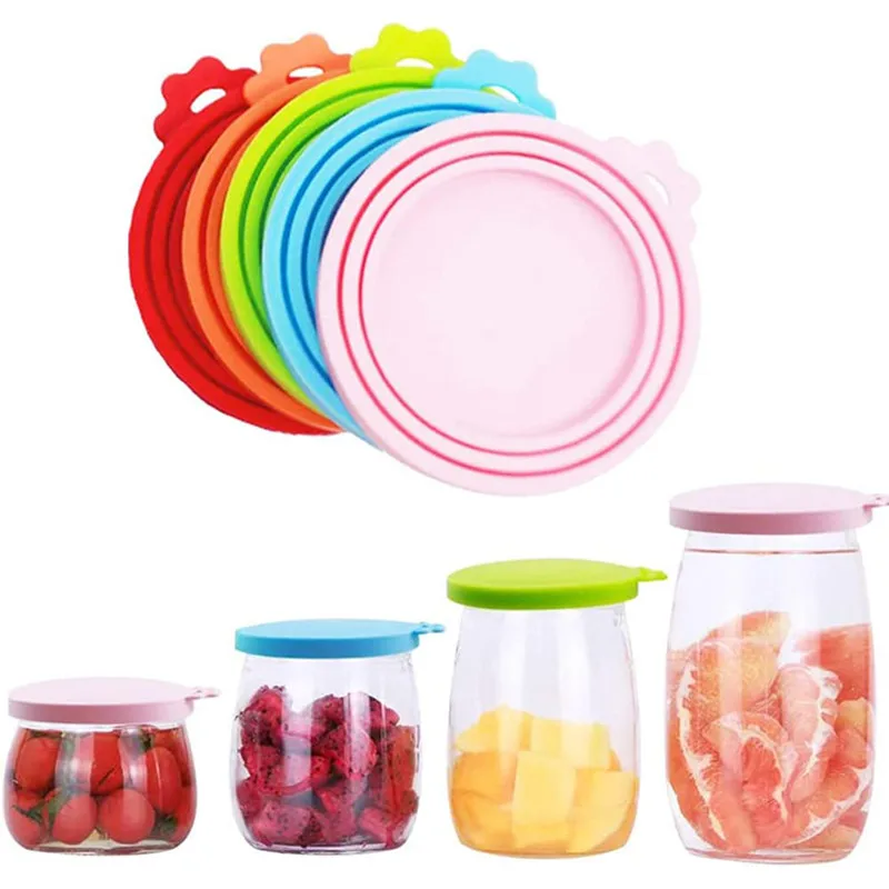 Food Cover 3 In 1 Reusable Pet Food Can Silicone Fresh Keeping Preservation Cover For 8.9cm/7.3cm/6.5cm