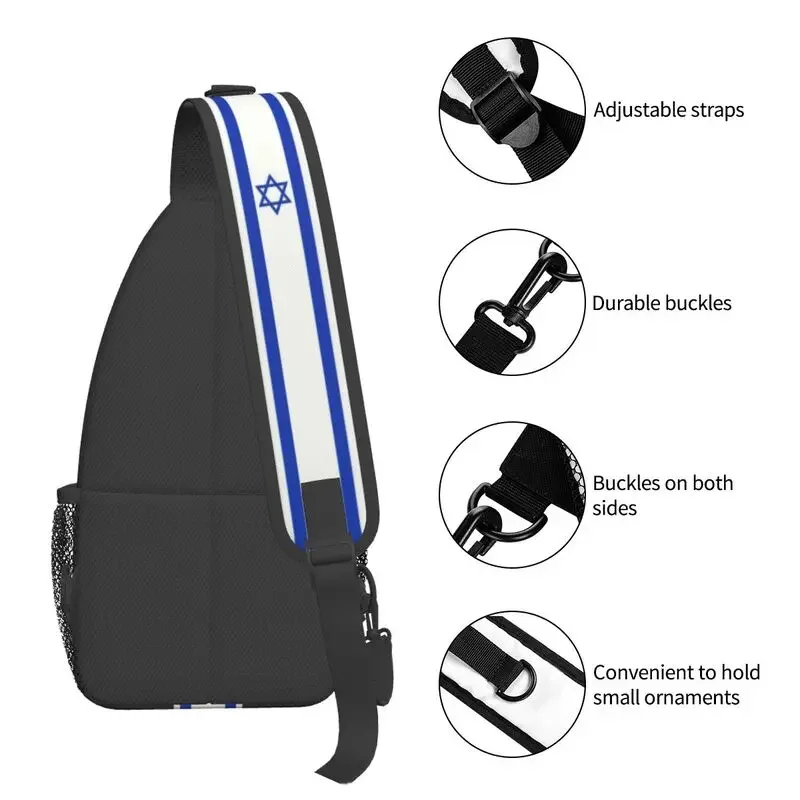 Fashion Israel Stripe Flag Sling Bags for Travel Hiking Men Patriotic Chest Crossbody Backpack Shoulder Daypack