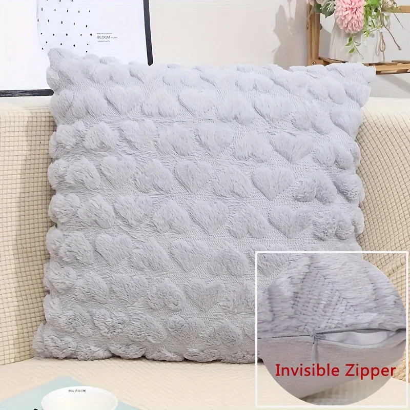 Throw Pillow Cover Modern Solid Color Love Plush Throw Pillow Cover Valentine's Day Cushion Cover Home Room Bedroom Living Room Sofa Decor
