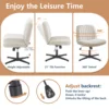 JHK Cross Legged Office Living Room Rocking Gaming Chair Armless Wide Desk Adjustable Swivel Fabric Task Vanity Home Office 3