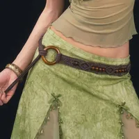 Vintage Handmade Woven Waist Chain for Women Fashion Brown Beaded Personality Jeans Dress Belly Chain Body Jewelry Accessories