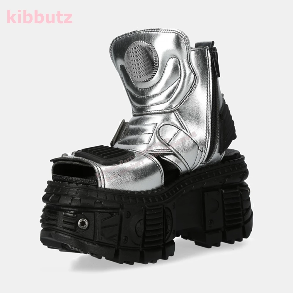 Punk Sandals Boots Rock Gothic Dark Style Y2k Thick Bottom Round Toe Belt Buckle Ankle Strap Fashion Sexy Concise Shoes Newest