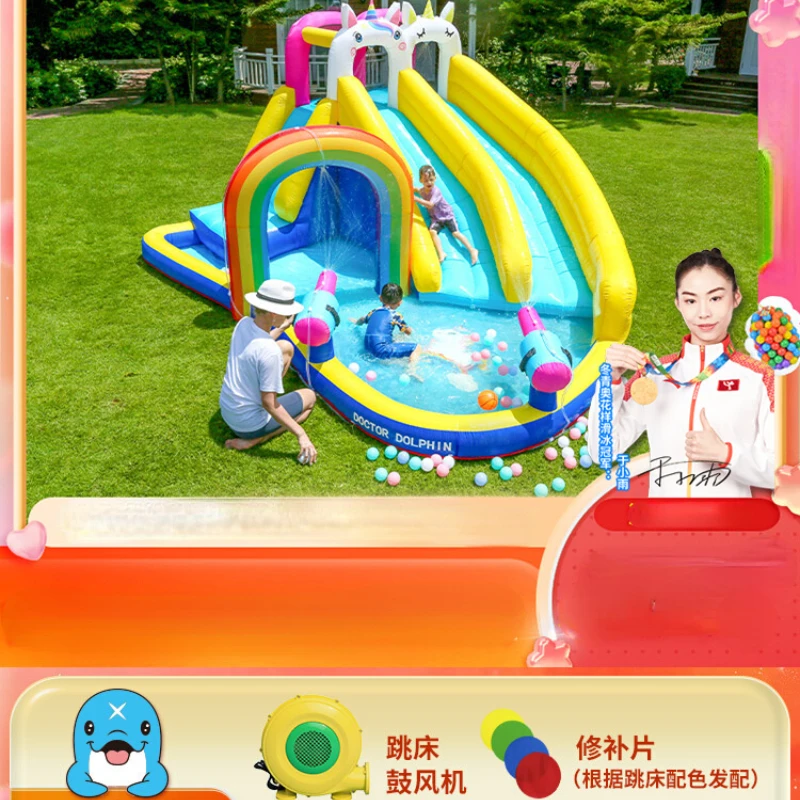 

Unicorn Double Slide Inflatable Castle Trampoline Indoor Outdoor Amusement Park