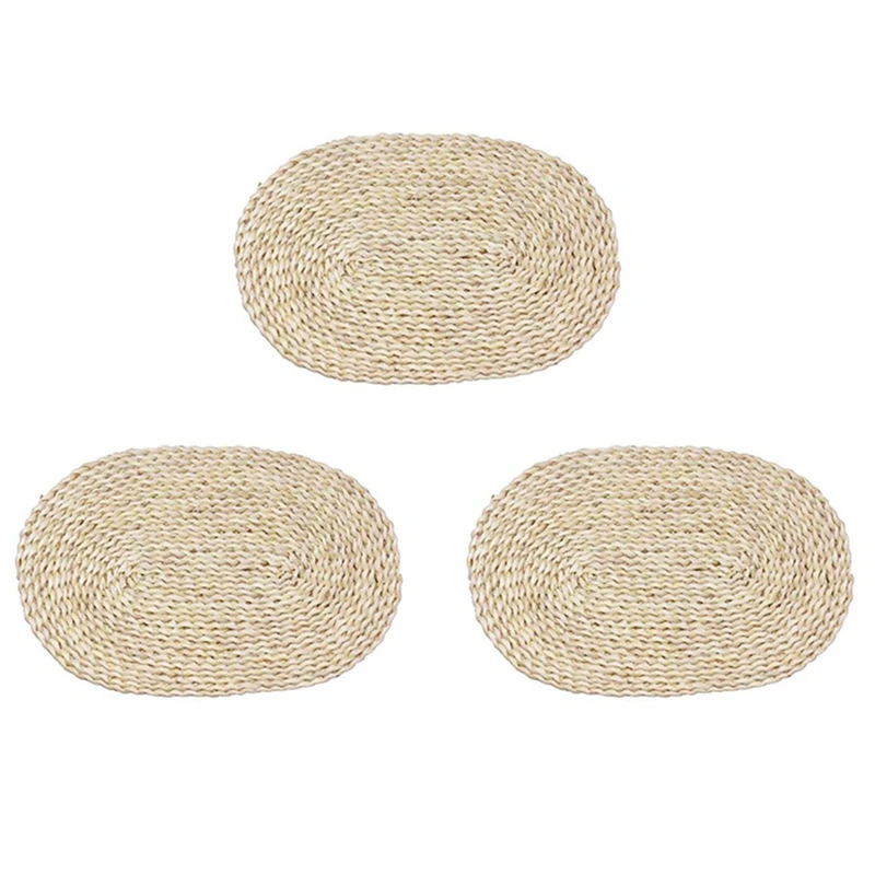 

Nature Placemats Rope Placemats Table Mats,3 Pcs Oval Heat Insulation Non-Slip Corn Woven Placemat For Home,Office,Etc