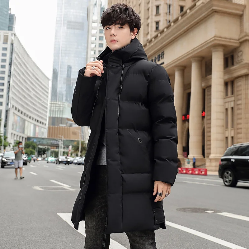 Men Winter Jacket For Men Coat Solid Black Men's Park Long Warm Parkas Warm Male Thick Cotton Padded Slim Outerwear 8XL Black