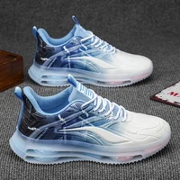 Men's Casual Sports Shoes - Breathable Fly Woven Mesh Lightweight Lace-Up Running Shoes, Plaid Platform Sole, Fashionable Low-Top Design, Casual Sports Shoes | Lace-Up Sneakers | Comfortable Soles